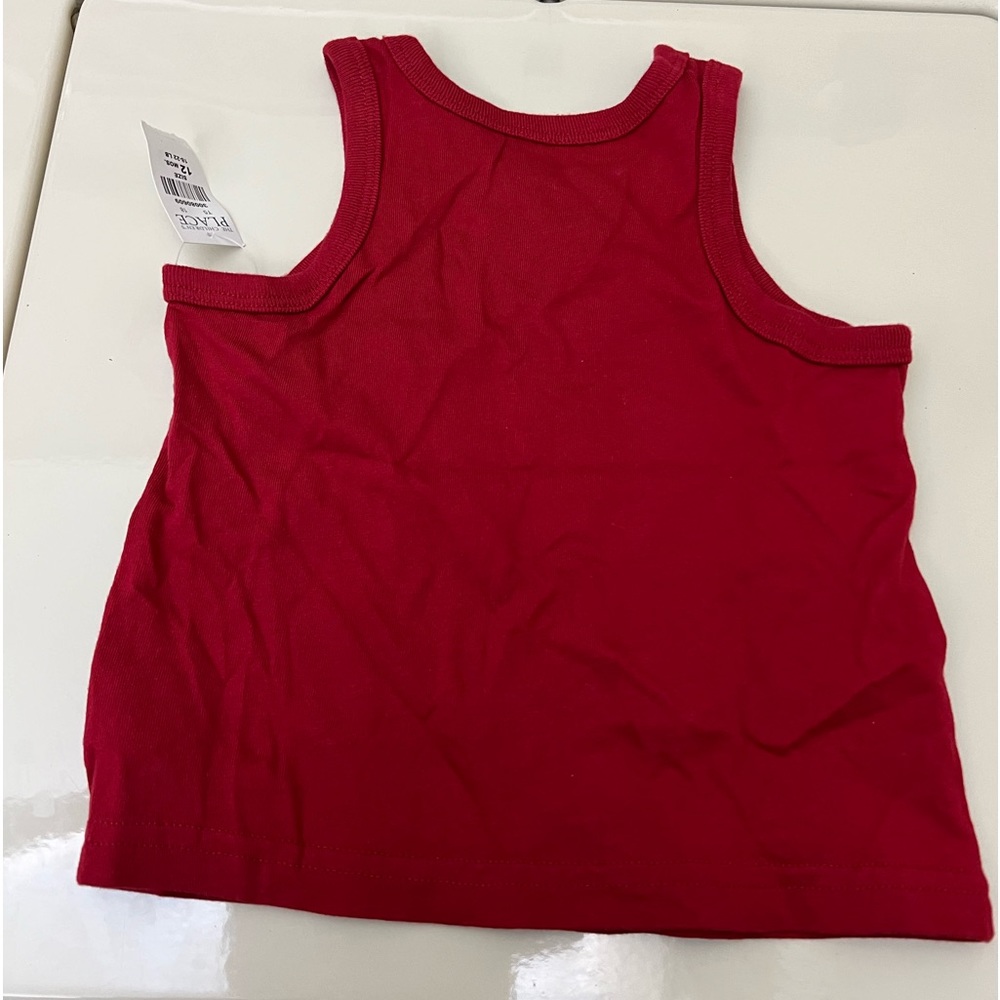 The Children’s Place Baby 12 months Sleeveless T-Shirt Red/White/Gray NWT - Picture 2 of 4